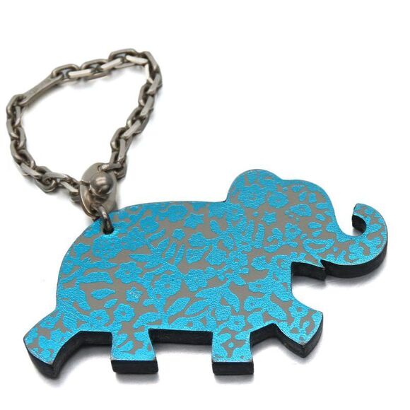 Hermes Bag Charm Silver 925 Leather Approx 12.3g Blueish Gray Silver Hardware